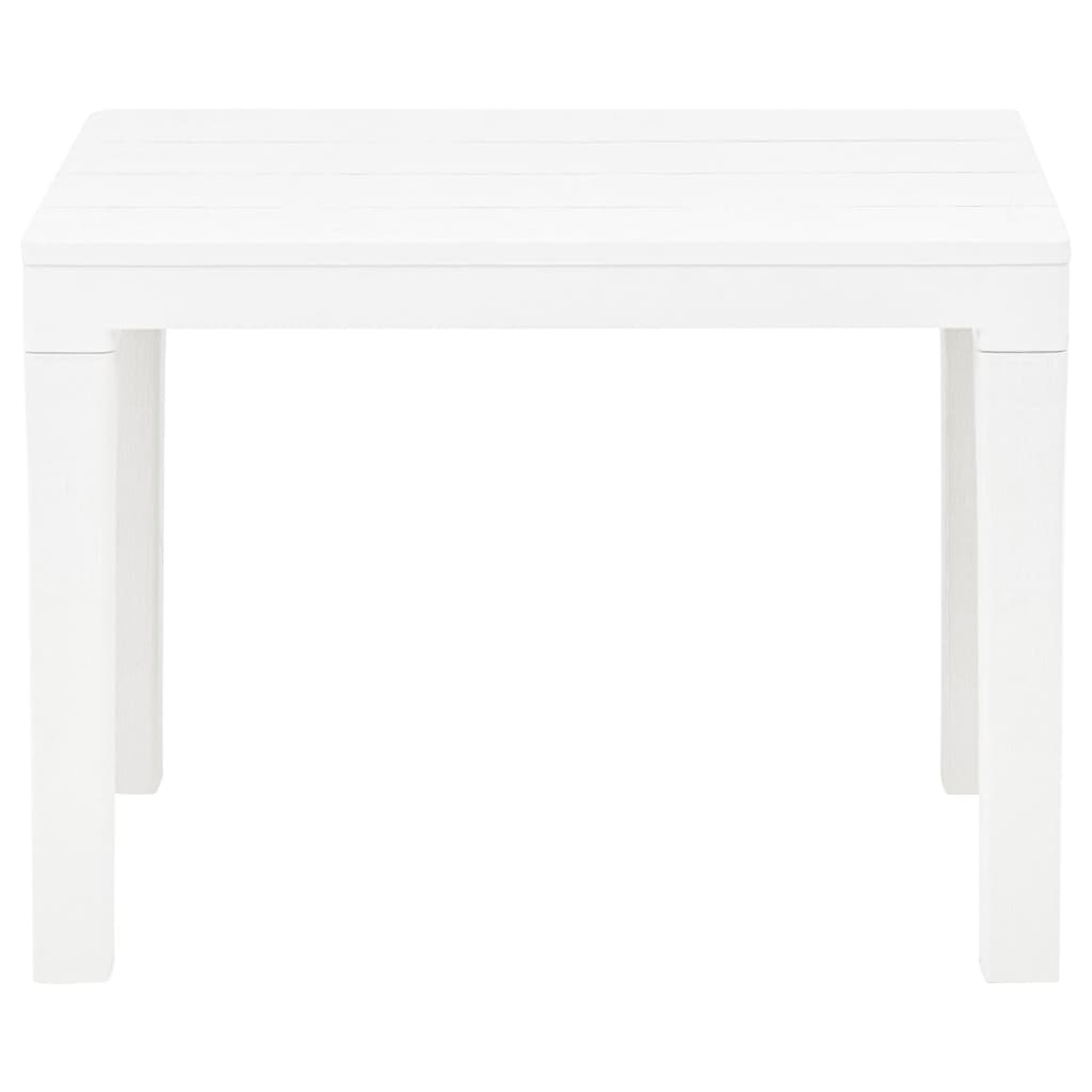 Garden table with 2 benches, white, plastic