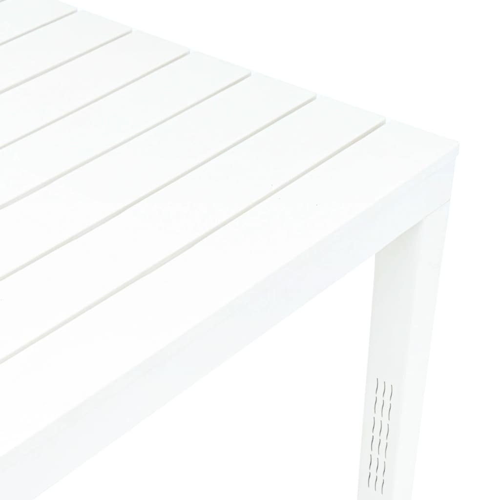 Garden table with 2 benches, white, plastic