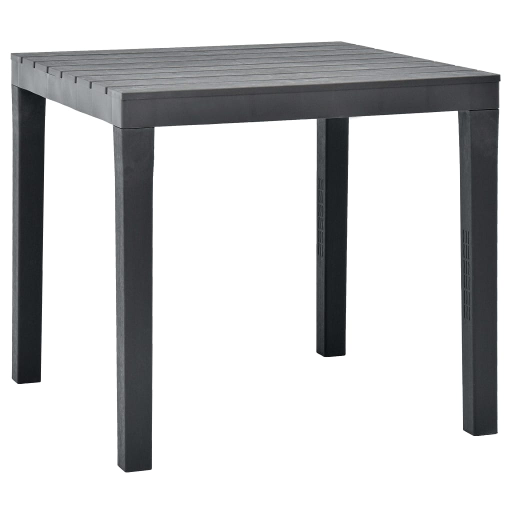 Garden table with 2 benches, anthracite, plastic