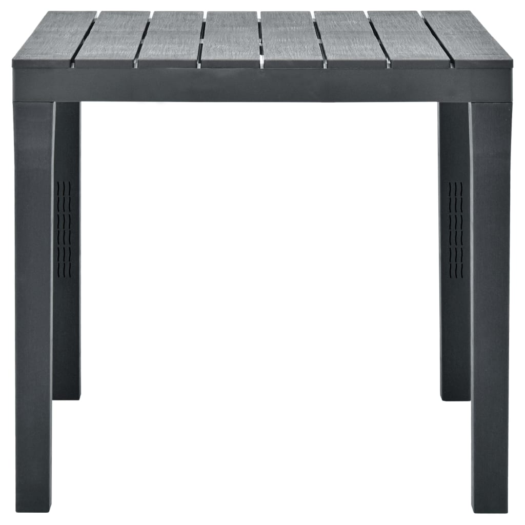 Garden table with 2 benches, anthracite, plastic