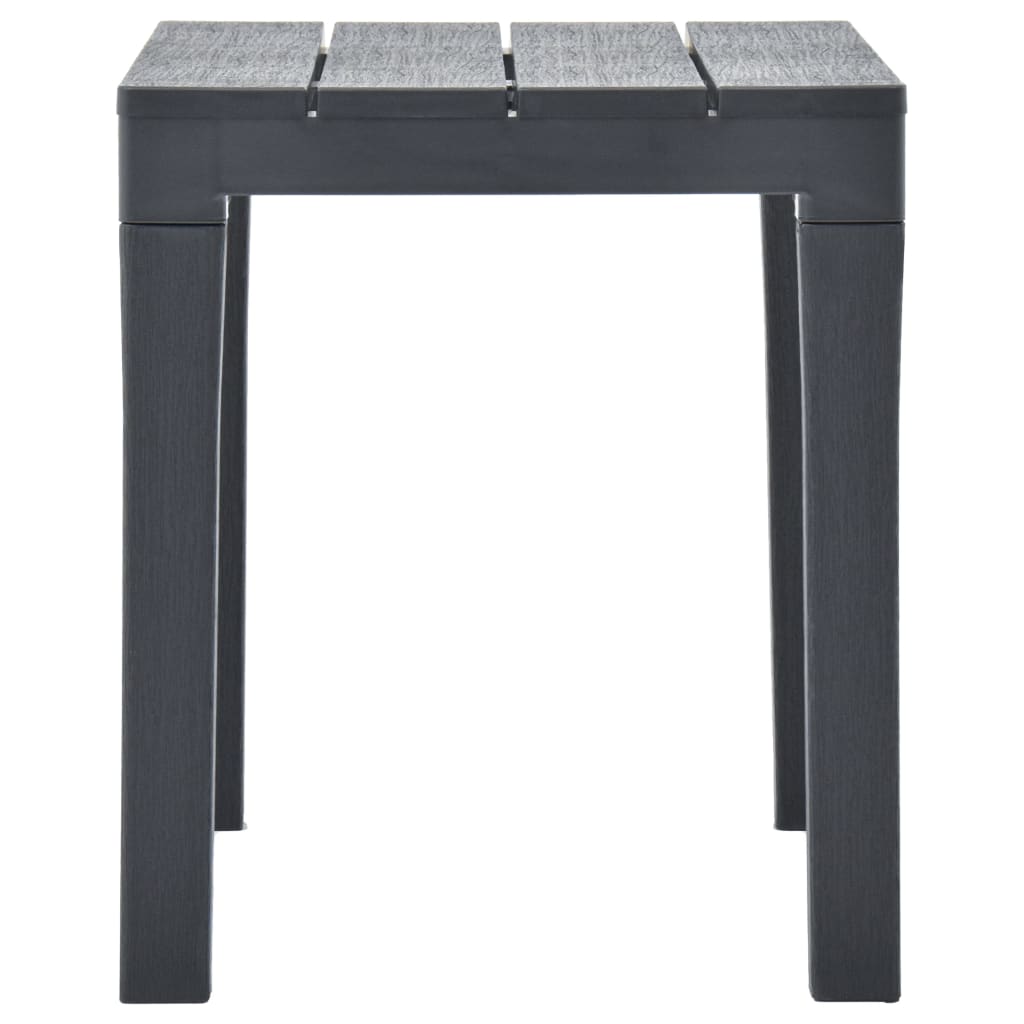 Garden table with 2 benches, anthracite, plastic