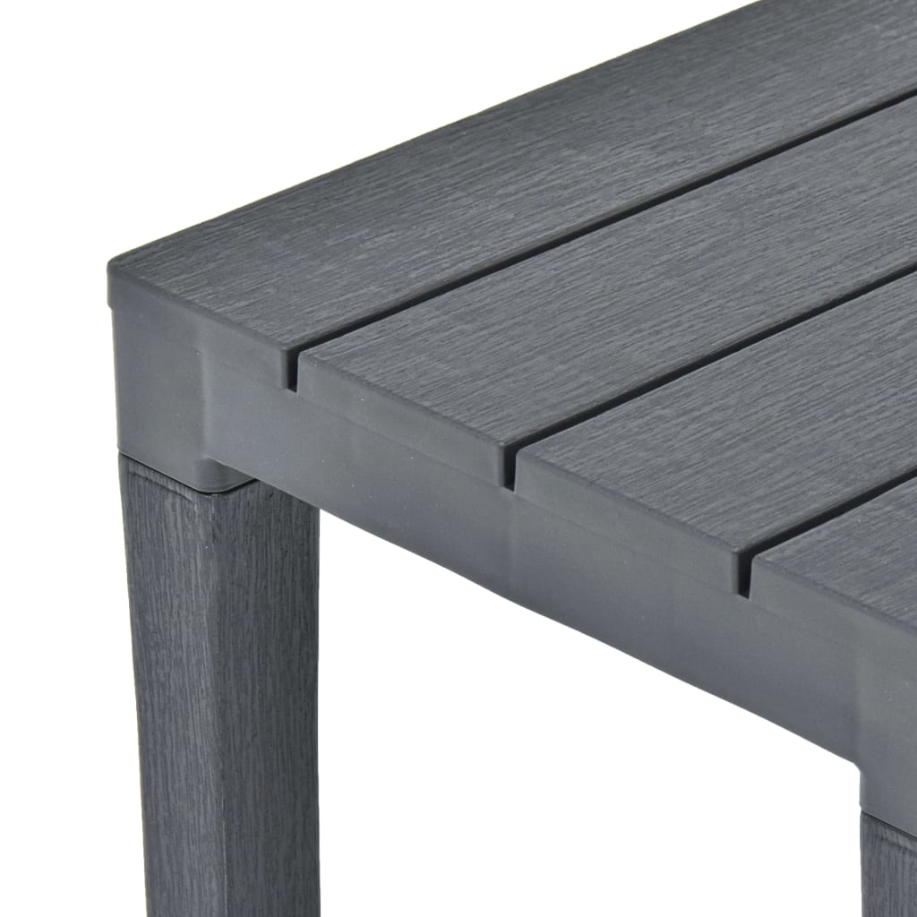 Garden table with 2 benches, anthracite, plastic