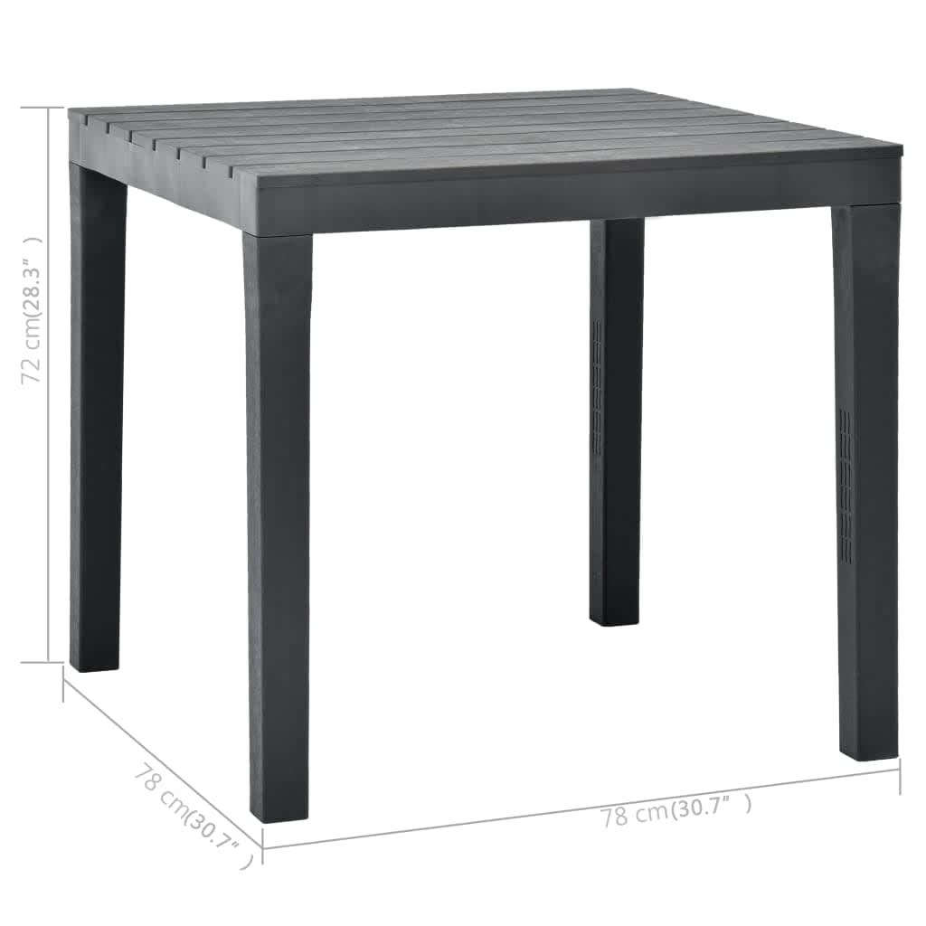 Garden table with 2 benches, anthracite, plastic