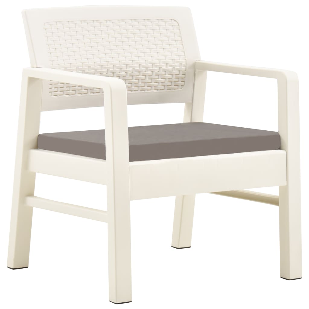 Set mobilier de grădină, 3 piese, alb, plastic