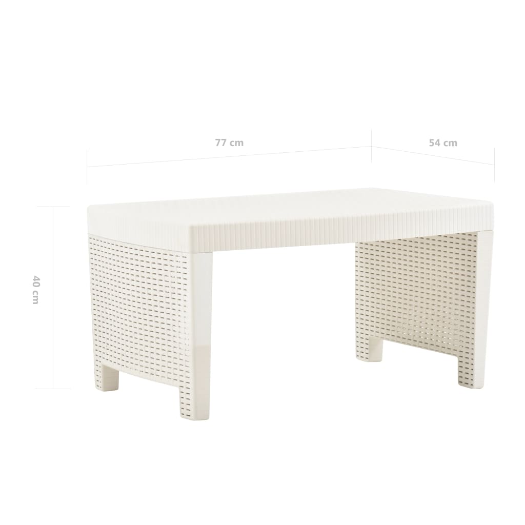 Set mobilier de grădină, 3 piese, alb, plastic