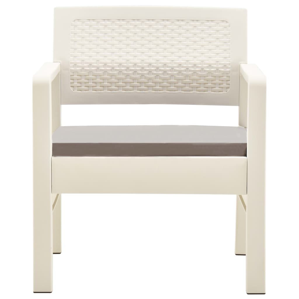 Garden furniture set, 3 pieces, white, plastic