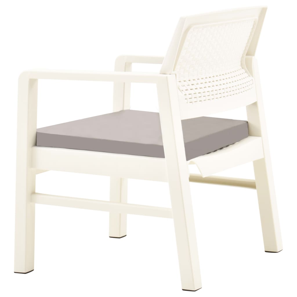 Garden furniture set, 3 pieces, white, plastic