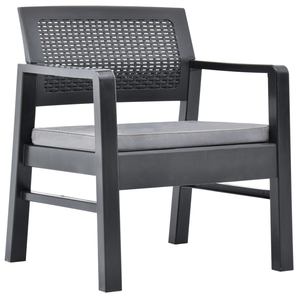 Garden furniture set, 3 pieces, anthracite, plastic