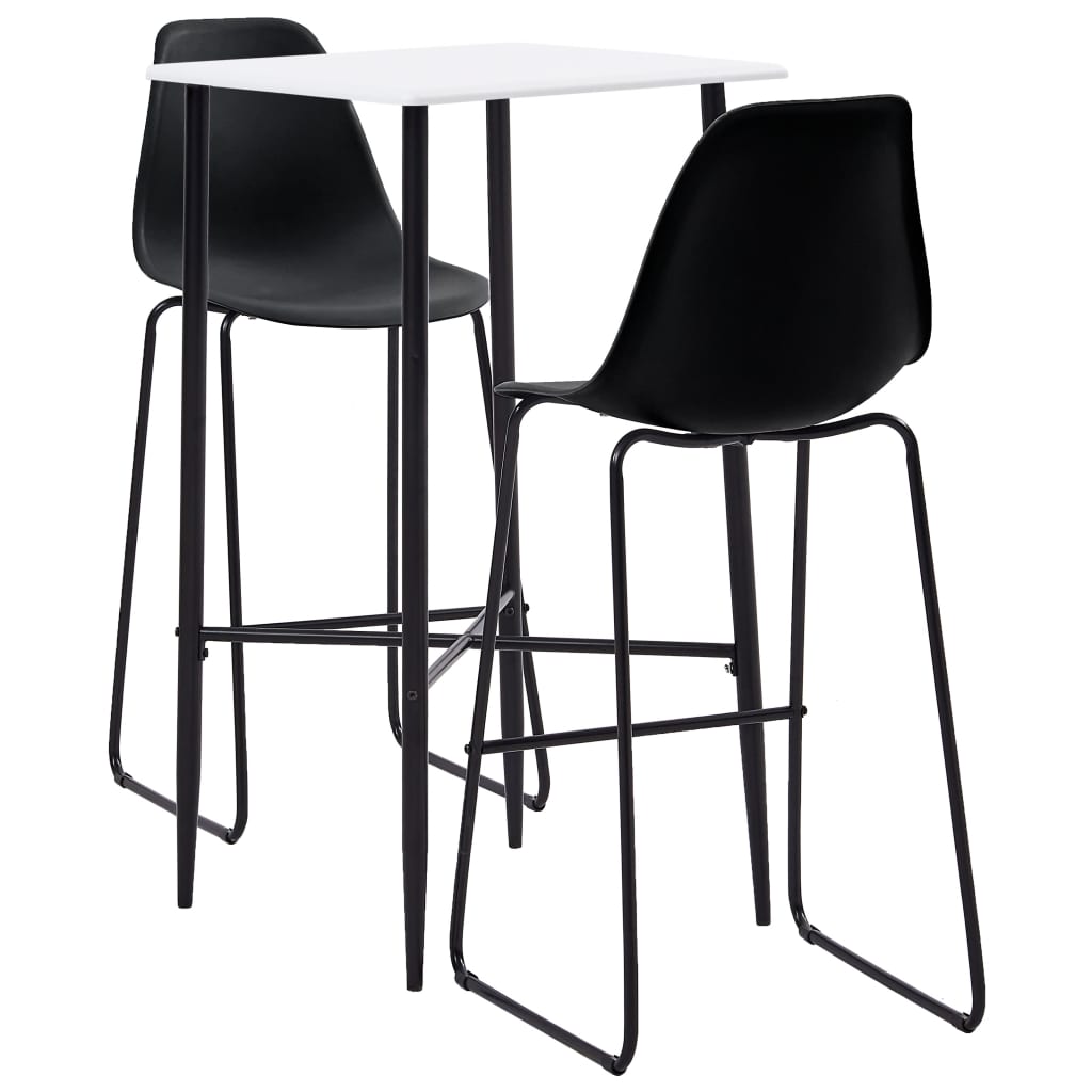 Bar furniture set, 3 pieces, black, plastic