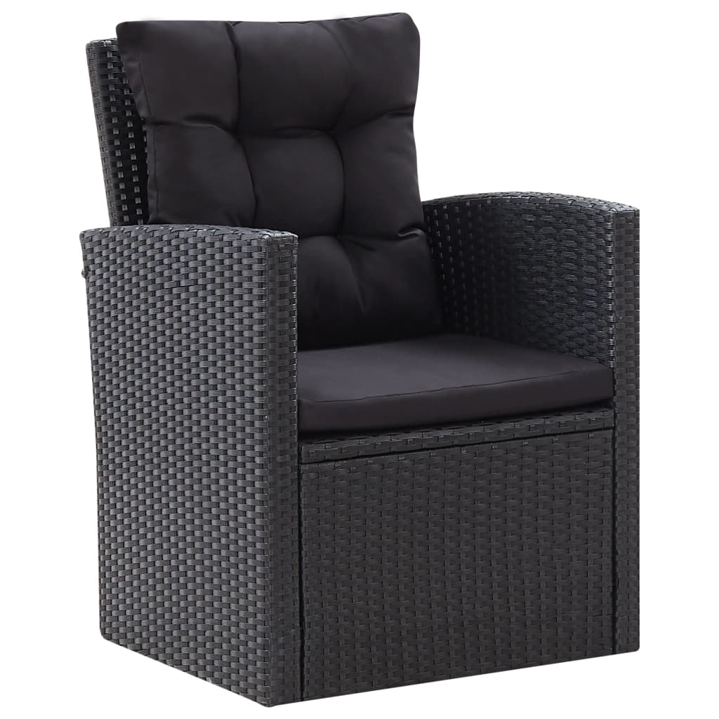 Set mobilier de grădină cu perne, 6 piese, negru, poliratan