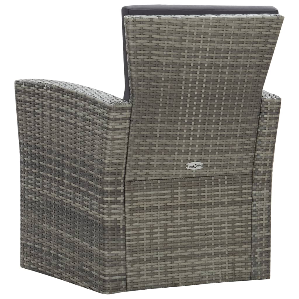 4-piece garden furniture set with cushions, grey, polyrattan