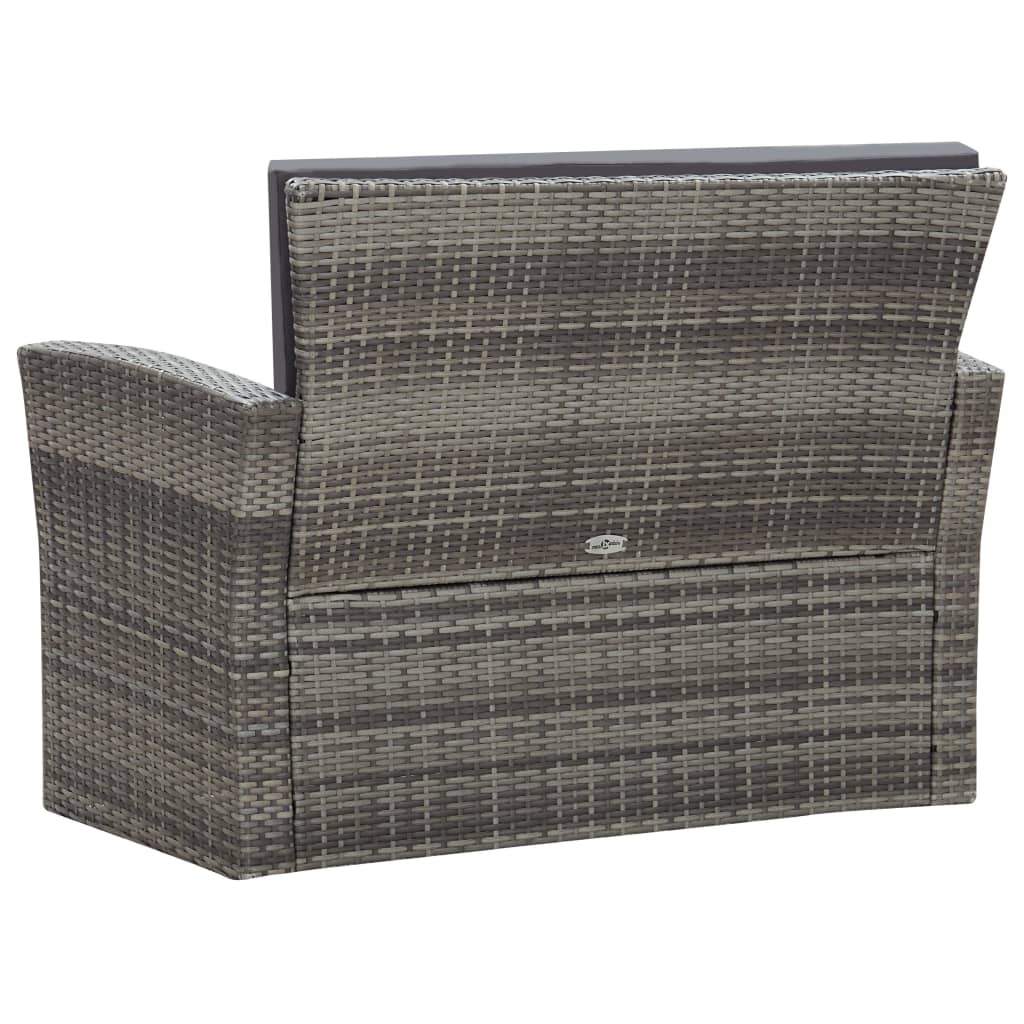 4-piece garden furniture set with cushions, grey, polyrattan