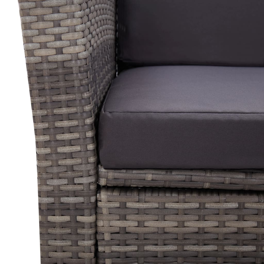 4-piece garden furniture set with cushions, grey, polyrattan