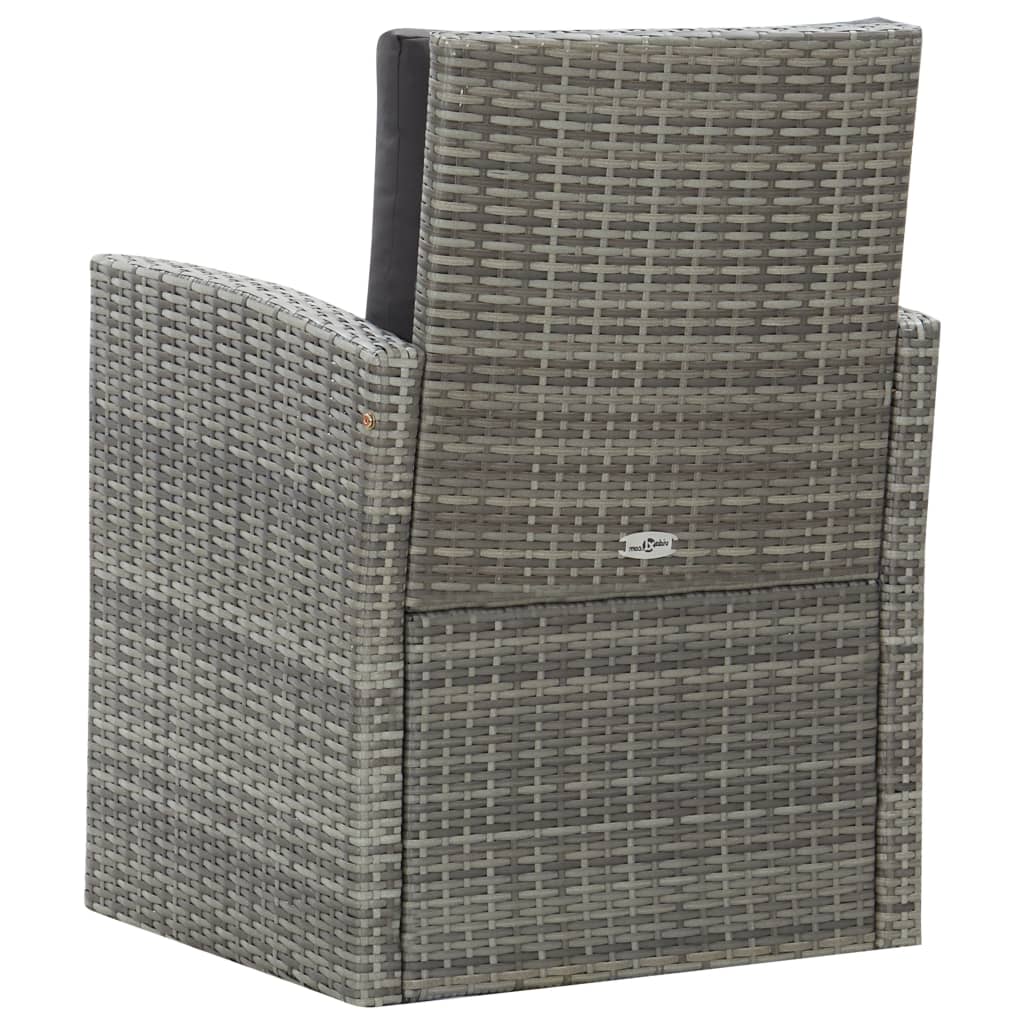 5-piece outdoor furniture set with cushions, grey, polyrattan