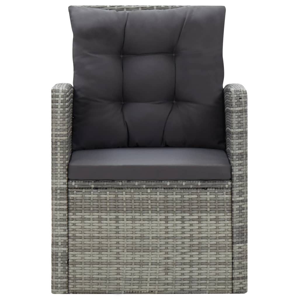 5-piece outdoor furniture set with cushions, grey, polyrattan