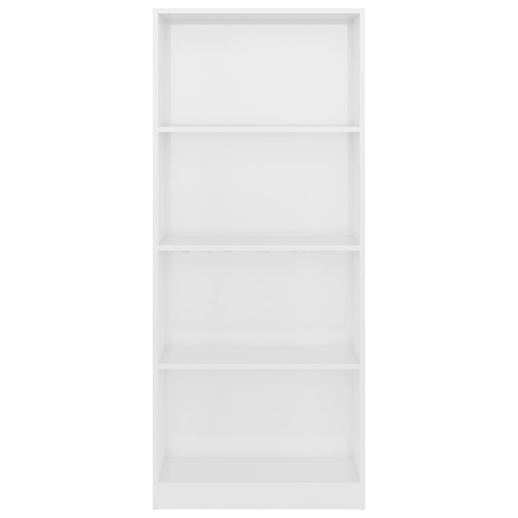 Bookcase 4 shelves, glossy white, 60x24x142 cm, processed wood