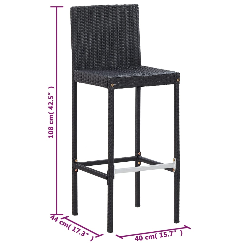 Set mobilier de exterior 5 piese, negru, poliratan, lemn acacia