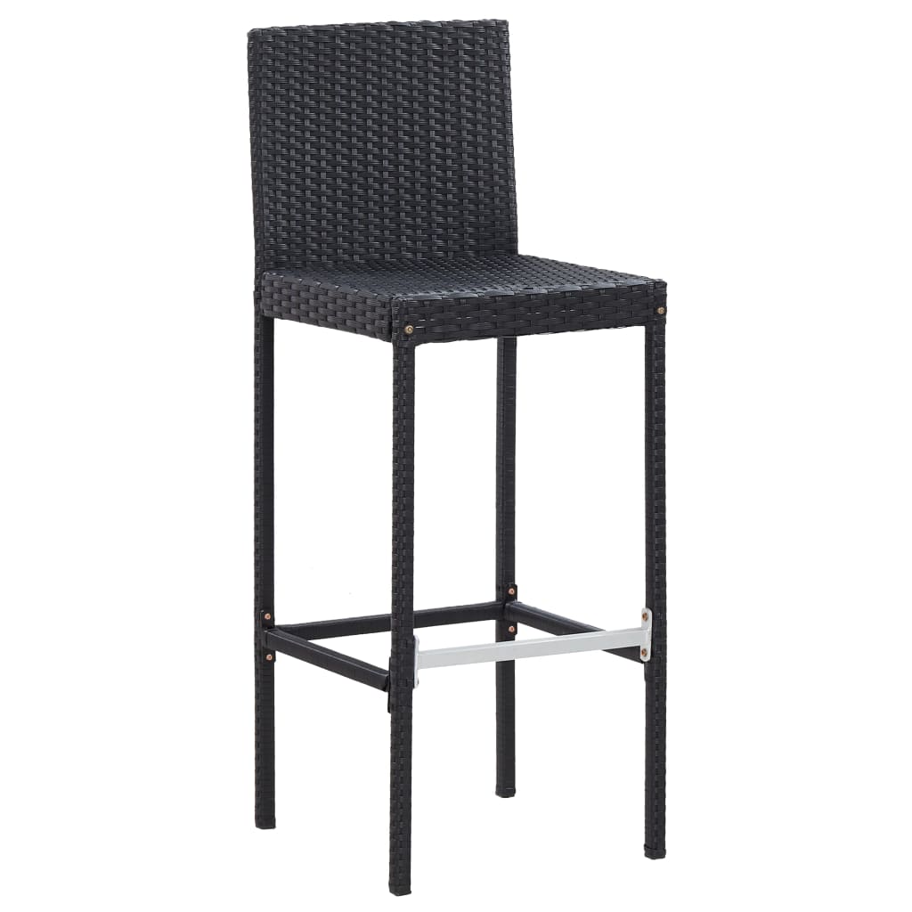 Set mobilier de exterior 5 piese, negru, poliratan, lemn acacia