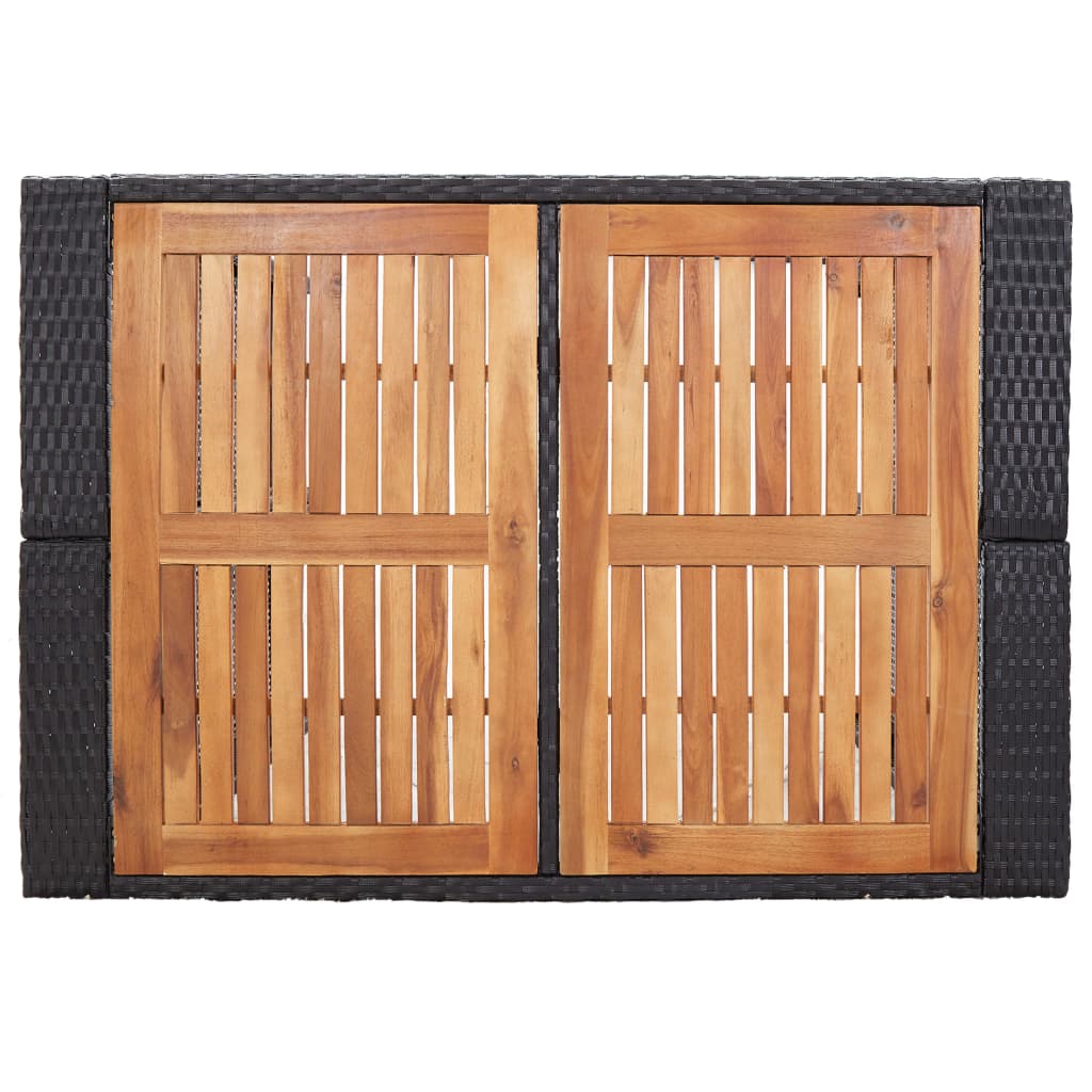 Set mobilier de exterior 5 piese, negru, poliratan, lemn acacia