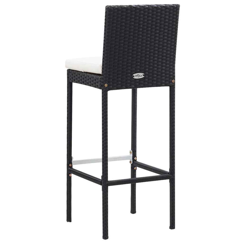 Outdoor bar set, 9 pieces, black, poly rattan and acacia wood