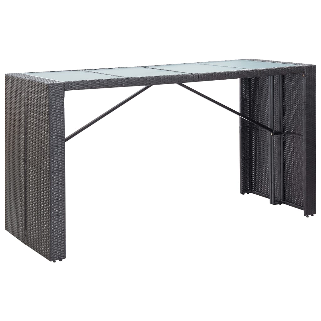 Set mobilier de bar de exterior, negru, poliratan