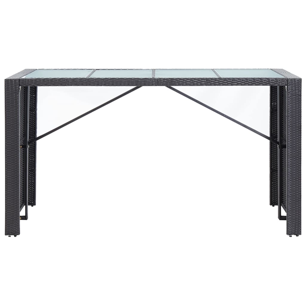 Set mobilier de bar de exterior, negru, poliratan