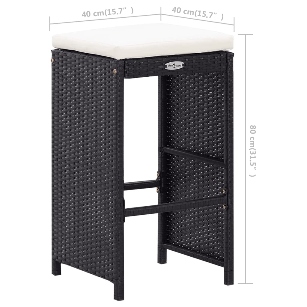 Set mobilier de bar de exterior, negru, poliratan