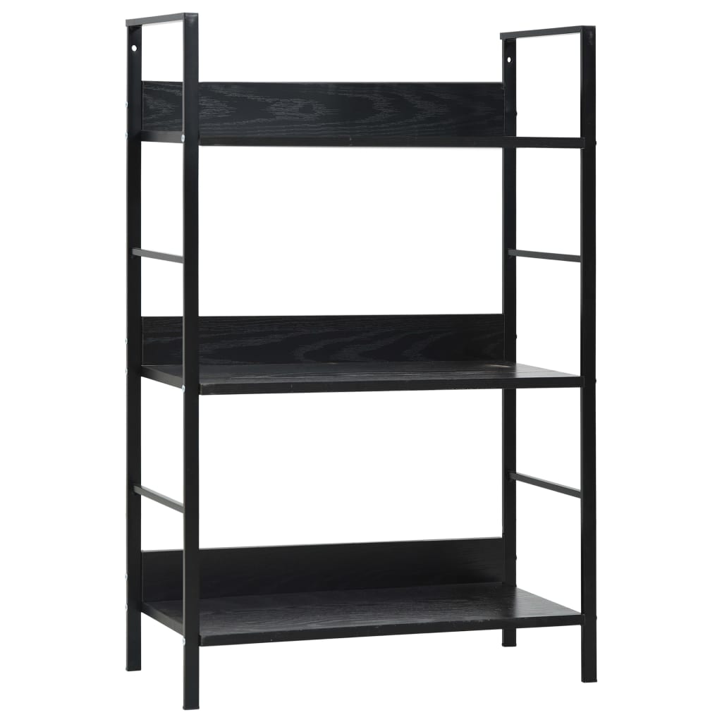 Bookcase 3 shelves, black, 60x27.6x90.5 cm, processed wood