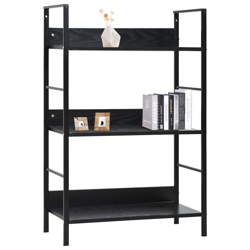 Bookcase 3 shelves, black, 60x27.6x90.5 cm, processed wood