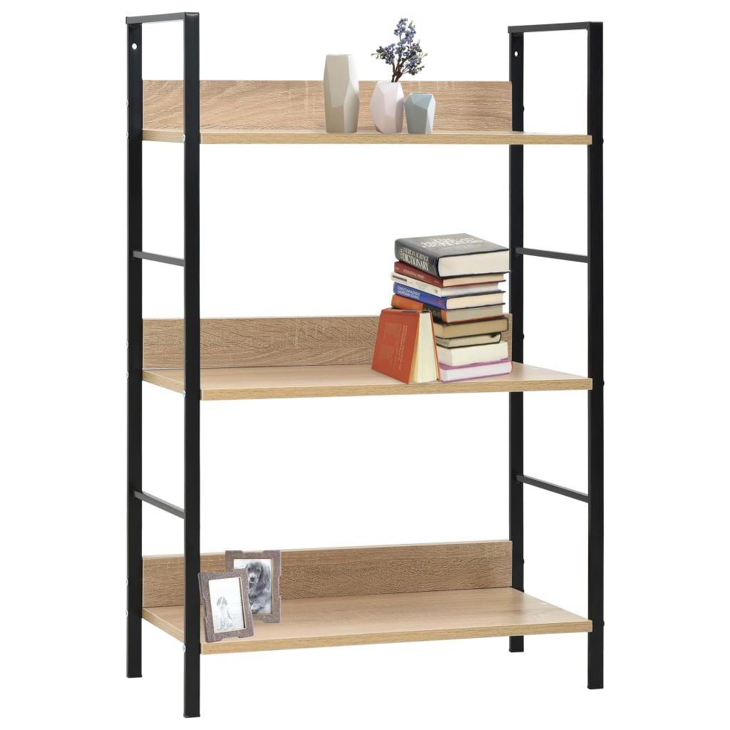 Bookcase 3 shelves, oak, 60x27.6x90.5 cm processed wood