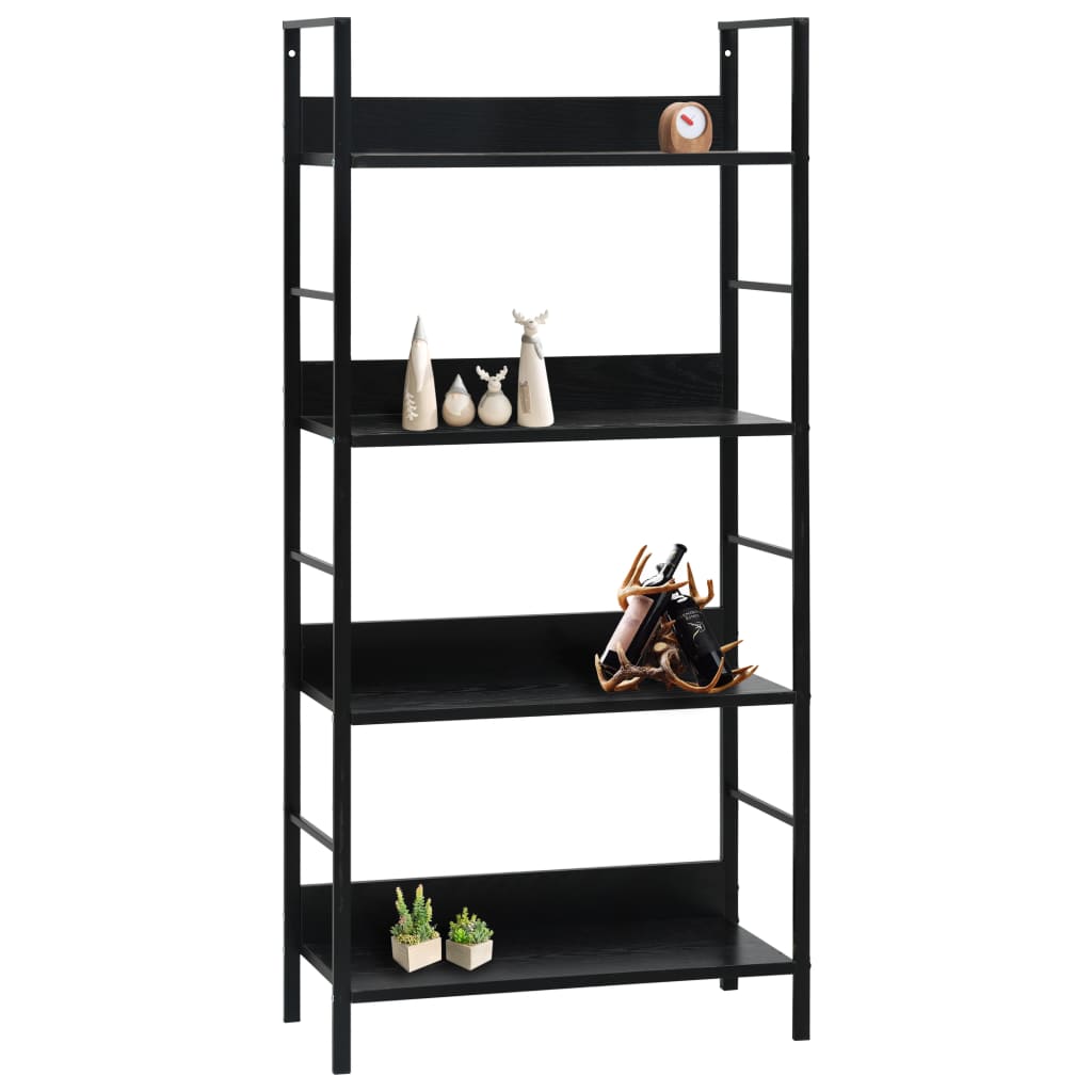 Bookcase 4 shelves, black, 60x27.6x124.5 cm, engineered wood