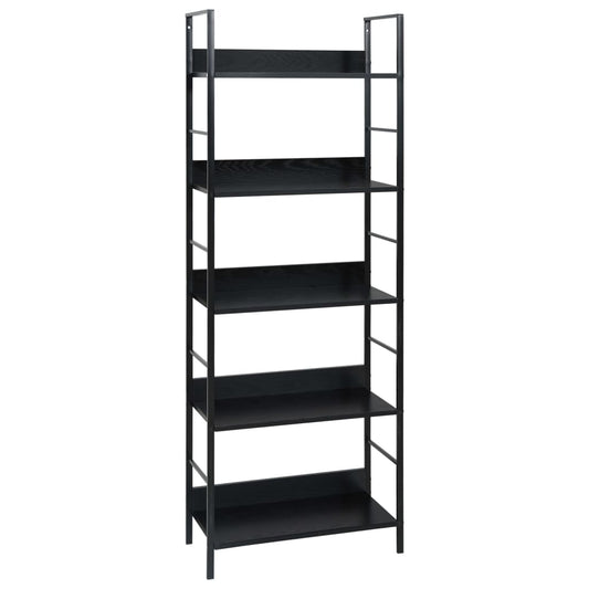 Bookcase 5 shelves, black, 60x27.6x158.5 cm, engineered wood