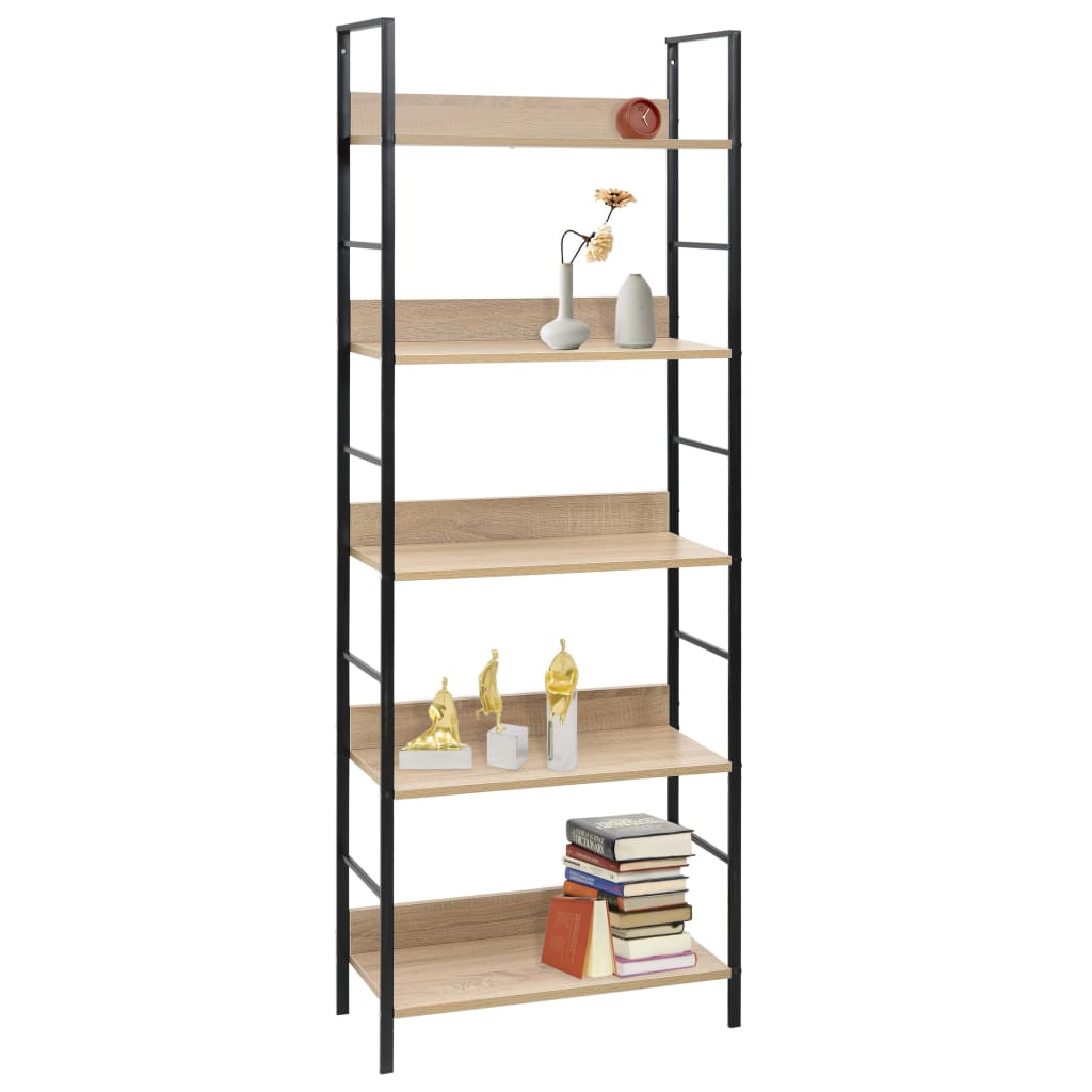 Bookcase 5 shelves, oak 60x27.6x158.5 cm processed wood