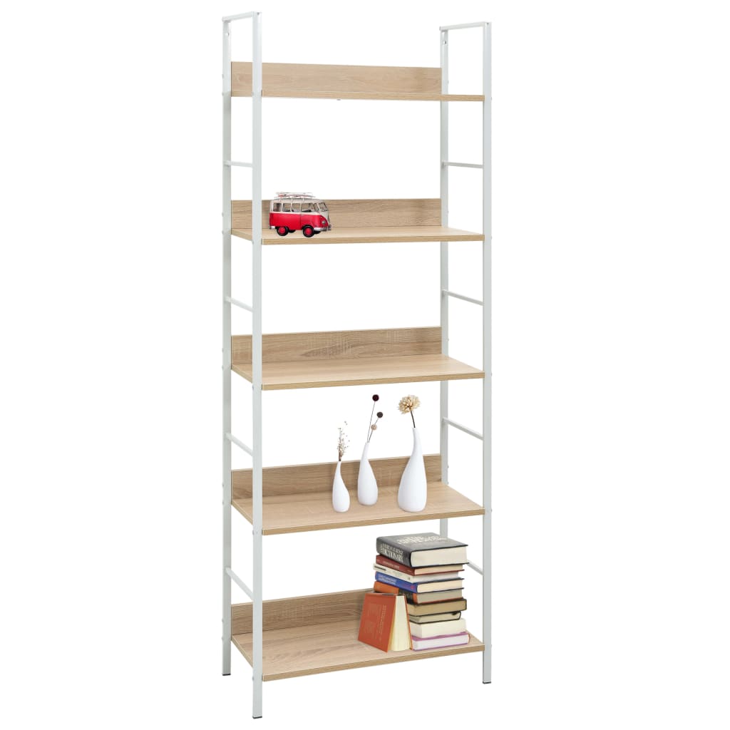 Bookcase 5 shelves, oak, 60x27.6x158.5cm processed wood