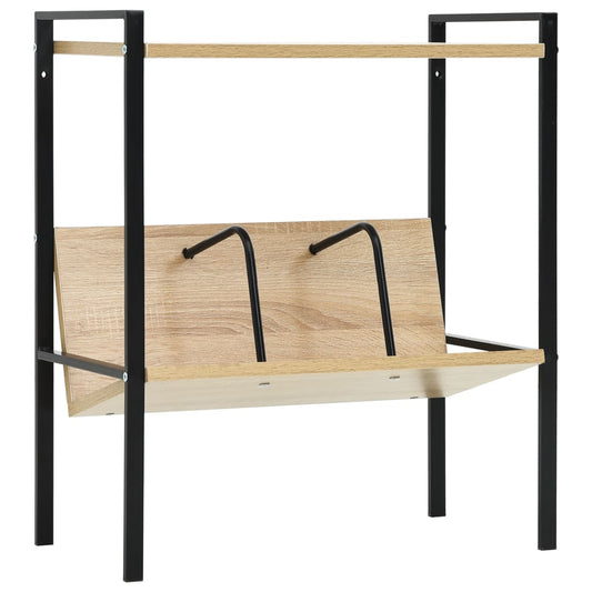 Bookcase 2 shelves black/oak 52x28x59 cm processed wood