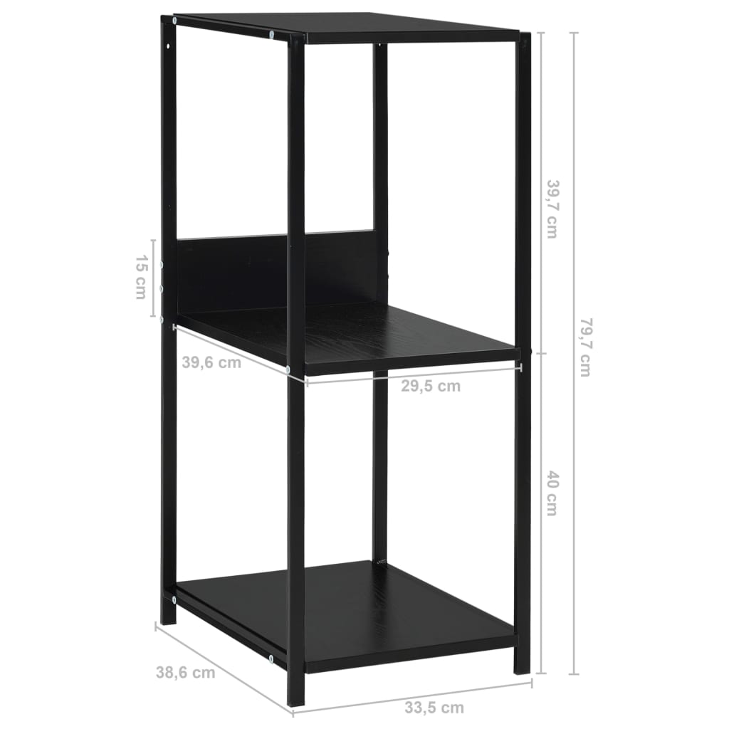 Small bookcase, black, 33.5 x 39.6 x 79.7 cm, processed wood