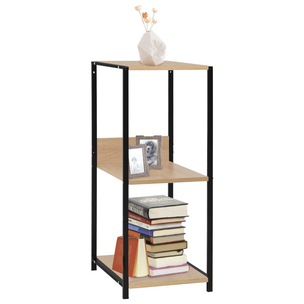 Small bookcase black/oak, 33.5x39.6x79.7 cm, processed wood