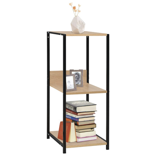 Bibliotecă mică negru/stejar, 33,5x39,6x79,7 cm, lemn prelucrat