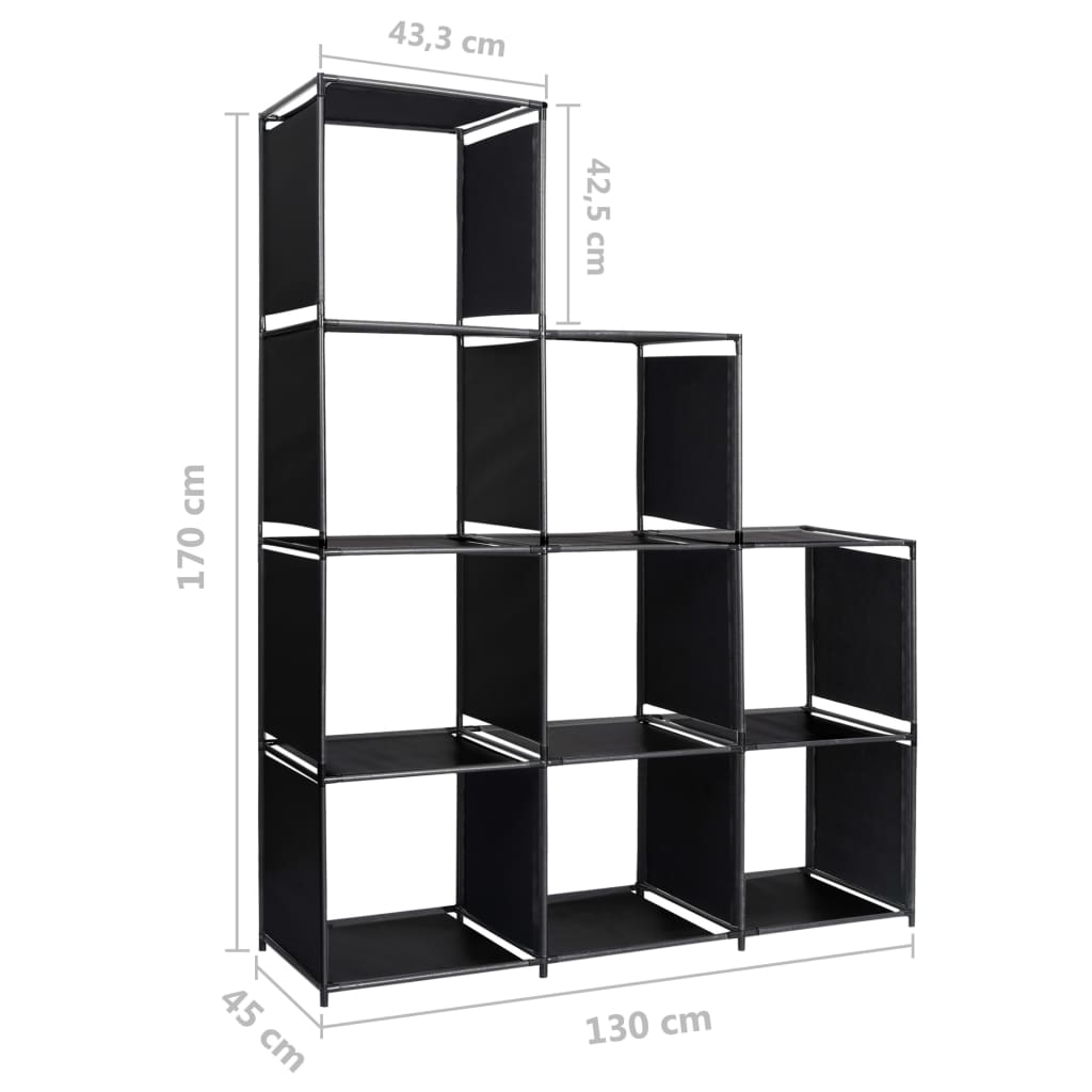 Staircase display shelf, 130x45x170 cm, textile material