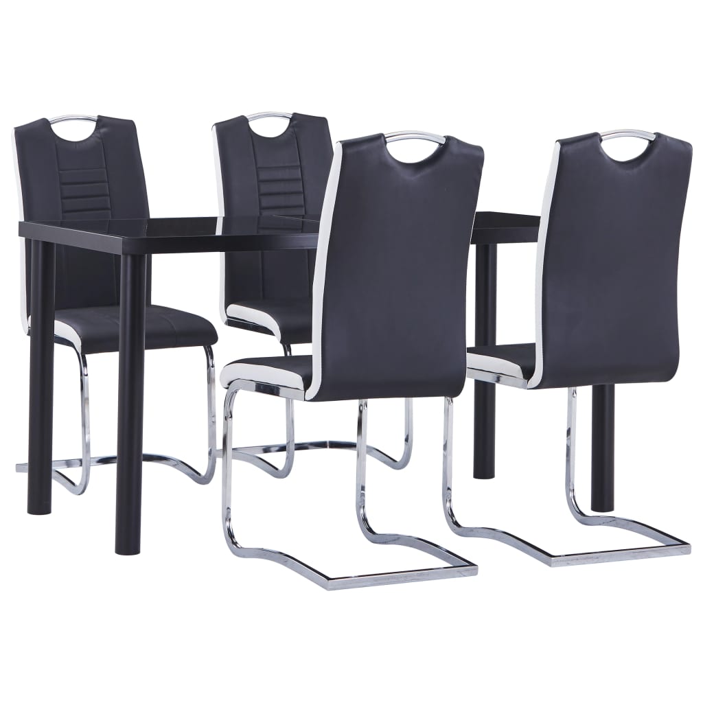 Kitchen furniture set, 5 pieces, black, eco-leather