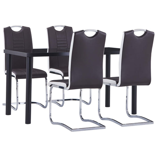 Set mobilier de bucătărie, 5 piese, maro, piele ecologică