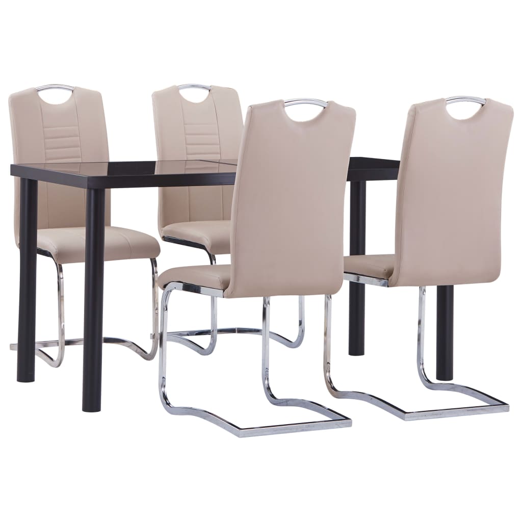 Set mobilier de bucătărie, 5 piese, cappuccino, piele ecologică