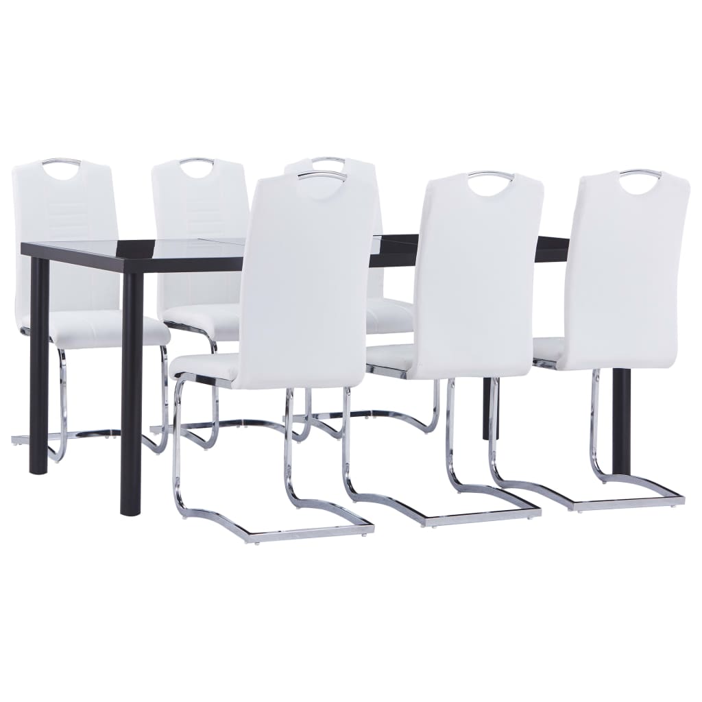 Kitchen furniture set, 7 pieces, white, eco-leather