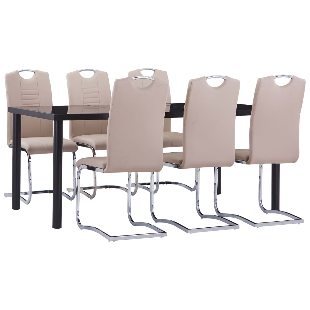 Set mobilier de bucătărie, 7 piese, cappuccino, piele ecologică