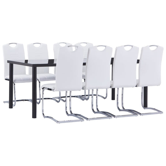 Kitchen furniture set, 9 pieces, white, eco-leather