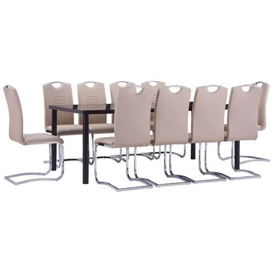 Set mobilier de bucătărie 11 piese cappuccino piele ecologică