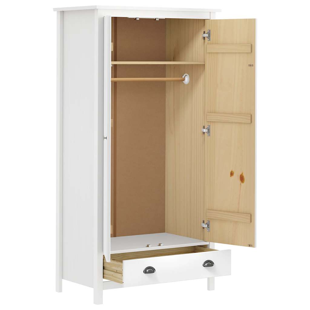 Hill 2-door wardrobe, white, 89x50x170 cm, solid pine wood