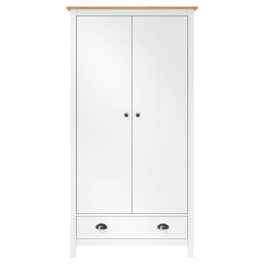 Hill 2-door wardrobe, white, 89x50x170 cm, solid pine wood