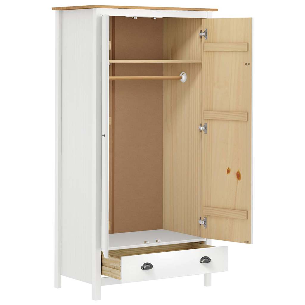 Hill 2-door wardrobe, white, 89x50x170 cm, solid pine wood