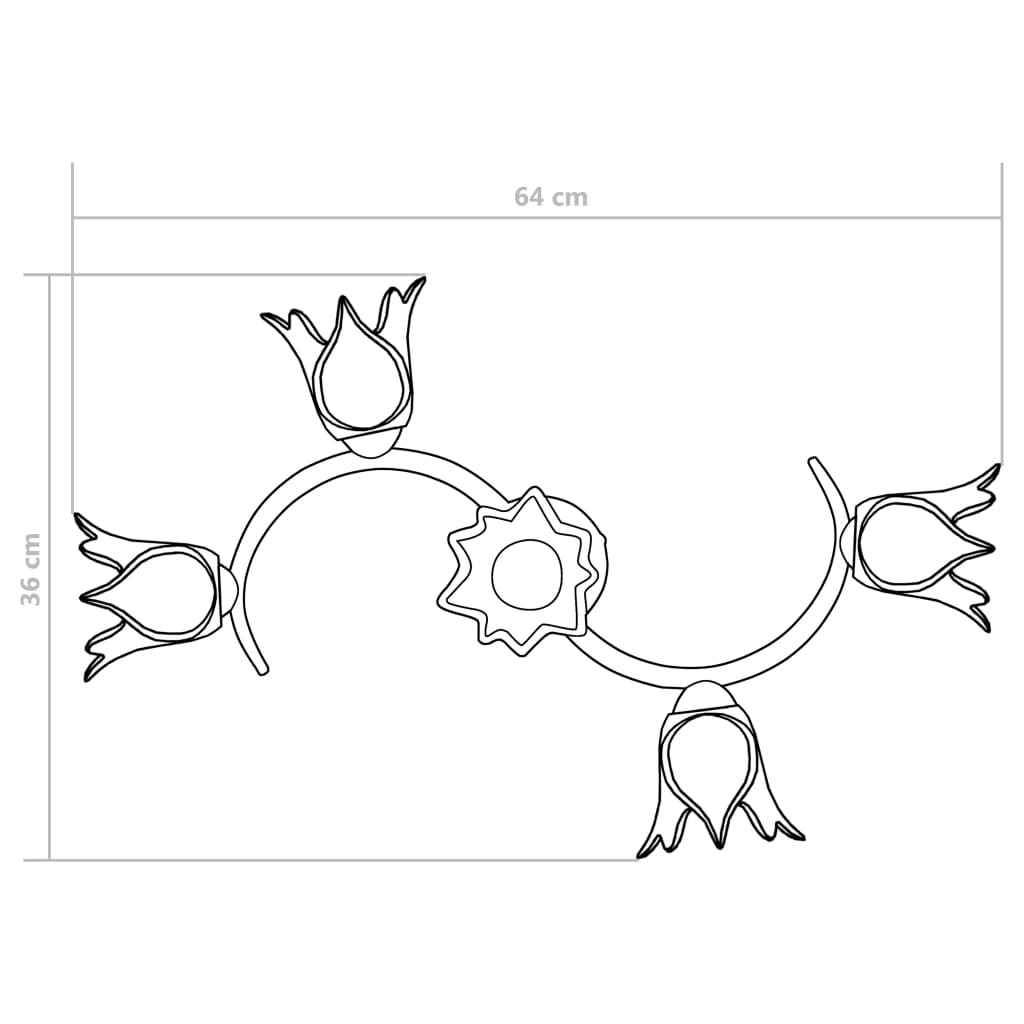 Chandelier, transparent glass shades, 5 E14 bulbs, tulip